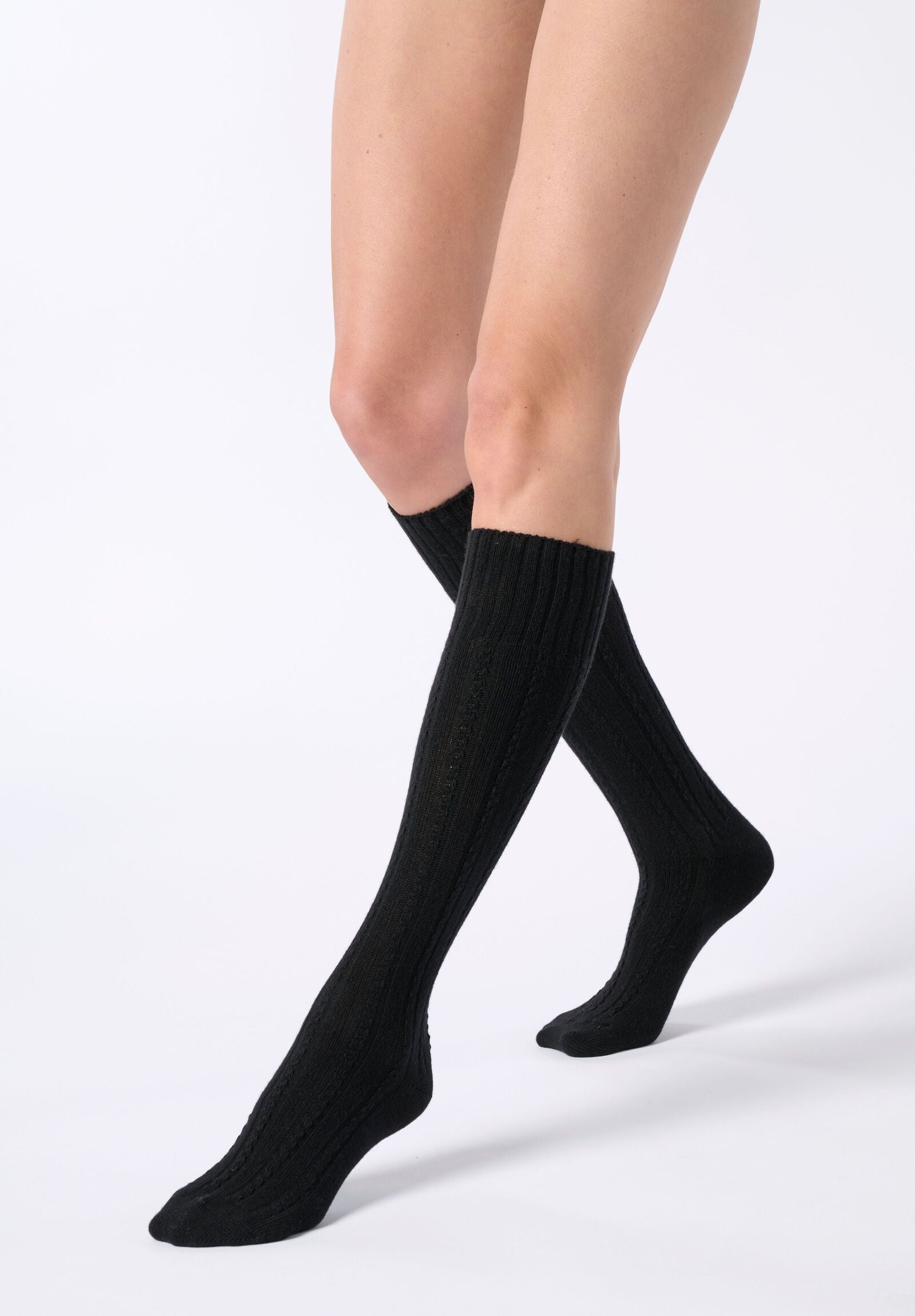 Wool and Cashmere Knee-High Socks Nancy - Black