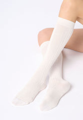 Gambaletto a Coste in Viscosa e Cashmere Light - Bianco - White | Oroblù