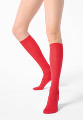 Gambaletto a Coste in Viscosa e Cashmere Light - Rosso - Red | Oroblù