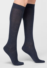 Gambaletto a Coste in Viscosa e Cashmere Light - Blu - Blue | Oroblù