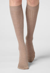 Gambaletto a Coste in Viscosa e Cashmere Light - Beige - Beige | Oroblù
