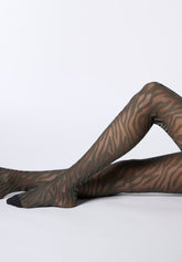 Collant semi Velato Motivo Animalier Savage 30 - Nero e Militare - Black/military | Oroblù