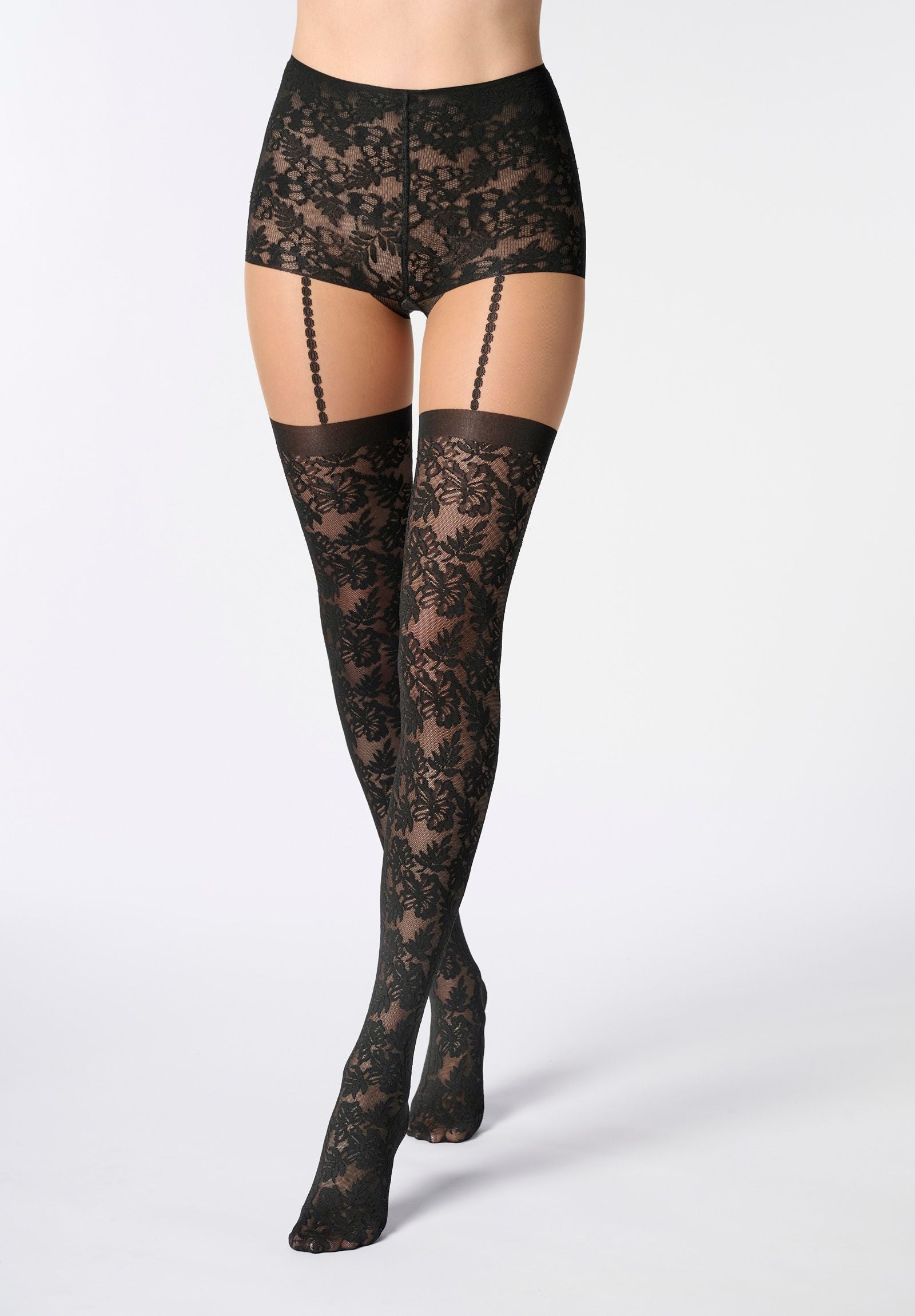 Collants Noirs En Dentelle Fleurie | Accessoires | FR Collants Noirs En Dentelle Fleurie | Accessoires | FR