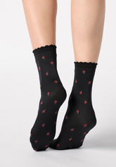 Calzino Coprente Floral Roses - Nero - Black | Oroblù