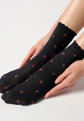 Calzino Coprente Floral Roses - Nero - Black | Oroblù