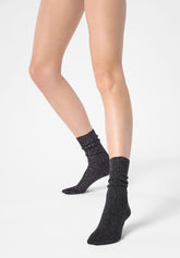 Calzino in Cotone e Lamè a Costine Diamonds Rib - Nero e Argento - Black/silver | Oroblù