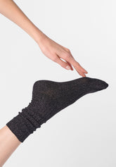 Calzino in Cotone e Lamè a Costine Diamonds Rib - Nero e Argento - Black/silver | Oroblù