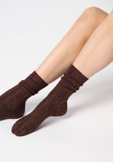 Calzino in Cotone e Lamè a Costine Diamonds Rib - Bronzo - Bronze | Oroblù