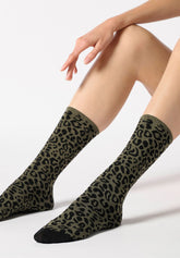 Calzino Coprente in Viscosa Leopard - Militare - Military | Oroblù