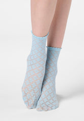 Semi-sheer Socks with Macramé Lace effect - Sky Blue 8 - Sky 8 | Oroblù