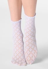 Halbtransparente Socke mit Makramé-Spitzenoptik - Flieder 12 - Lilac 12 | Oroblù