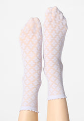 Halbtransparente Socke mit Makramé-Spitzenoptik - Flieder 12 - Lilac 12 | Oroblù