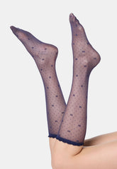 Micro Pattern Sheer Knee-Highs Graceful 20 - Navy Blue 5 - Marine 5 | Oroblù