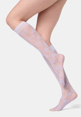 Lace-effect semi-sheer Knee-highs Lace Allure 30 - Lilac 12 - Lilac 12 | Oroblù