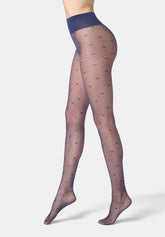 Collant transparent micro‑motif Graceful 20 - Bleu Marine 5 - Marine 5 | Oroblù