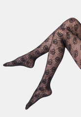 Halbtransparente Strumpfhose mit Spitzenoptik Lace Allure 30 - Schwarz - Black | Oroblù