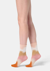 Calzino Corto in Cotone Motivo Onde Waves - Rosa Salmone - Salmon | Oroblù