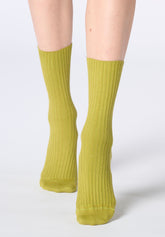 Calzino a Coste in Cotone Bio Rib - Pistacchio - Pistacchio | Oroblù