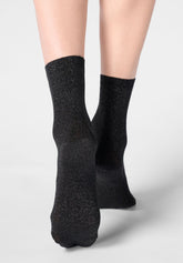 Calzino Ankle in Lyocell e Lamé Shiny - Nero - Black | Oroblù