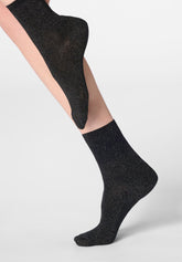 Calzino Ankle in Lyocell e Lamé Shiny - Nero - Black | Oroblù