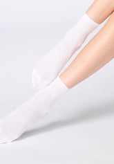 Calzino Ankle A Costine Sottili in Filo di Scozia - Bianco - White | Oroblù