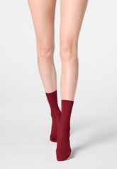 Ankle Sock in Scottish Lisle Fine Rib - Intense Red - Deep red | Oroblù