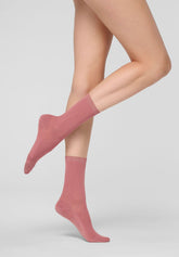 Ankle Sock in Scottish Lisle Fine Rib - Peony - Peony 12 | Oroblù