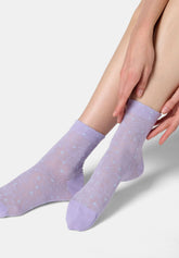 Calzino Corto in Cotone Jacquard Flowers - Lilla - Lilac | Oroblù