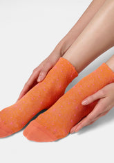 Calzino Corto in Cotone Jacquard Flowers - Rosa Salmone - Salmon | Oroblù