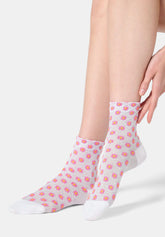 Calzino Corto in Cotone con Piccoli Fiori Tiny Bloom - Rosa Peonia - Peony | Oroblù