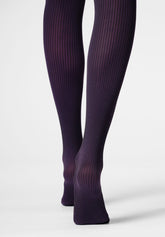 Collant Coprente Vertical Rib 60 - Nero/Viola - Black/violet | Oroblù