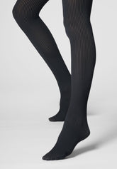 Collant opaque Vertical Rib 60 - Noir et Metal - Black/metal | Oroblù