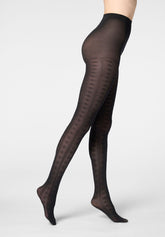 Collant en Lyocell doux Texture Grace - Noir - Black | Oroblù
