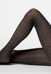 Collant en Lyocell doux Texture Grace - Noir - Black | Oroblù