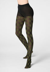 Collant semi-coprente Urban Grid 40 - Nero e Verde - Black/botanic | Oroblù