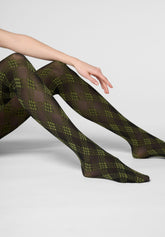 Collant semi-coprente Urban Grid 40 - Nero e Verde - Black/botanic | Oroblù