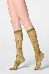Gambaletto semi-Velato Floreale Pure Lace 20 - Verde - Botanic | Oroblù