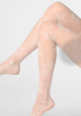 Pure Lace 20 Floral Sheer Tights - Wool White - Wool | Oroblù