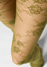 Collant semi-Velato Floreale Pure Lace 20 - Verde - Botanic | Oroblù