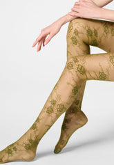 Collant semi-Velato Floreale Pure Lace 20 - Verde - Botanic | Oroblù