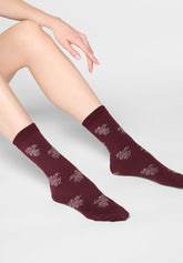 Twins Duo Glitter Opaque Short Socks Two-Pack - Bordeaux 11 - Bordeaux 11 | Oroblù