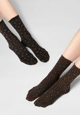 Calzino Corto Coprente Twins Floral Leopard Bipack - Cioccolato 3 - Chocolate 3 | Oroblù
