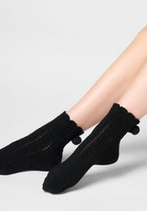 Soft Knit Short Socks - Black - Black | Oroblù