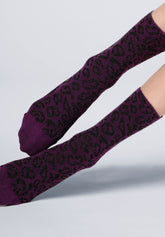 Short Warm Cotton Socks with Lamé Details Glam Spots - Violet - Violet | Oroblù