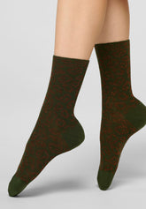 Short Warm Cotton Socks with Lamé Details Glam Spots - Green - Green | Oroblù