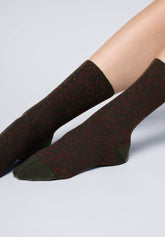 Short Warm Cotton Socks with Lamé Details Glam Spots - Green - Green | Oroblù