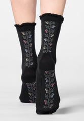 Floral Band Cotton Ankle Socks - Black - Black | Oroblù