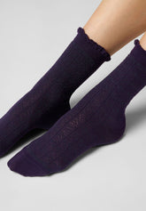Floral Band Cotton Ankle Socks - Violet - Violet | Oroblù
