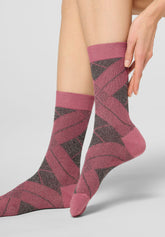 Calzino Corto in Caldo Cotone Shine Check - Peony - Peony 12 | Oroblù
