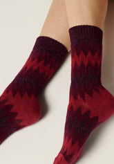 Kurze Socke Velvet Tweed - Intensives Rot - Deep red | Oroblù